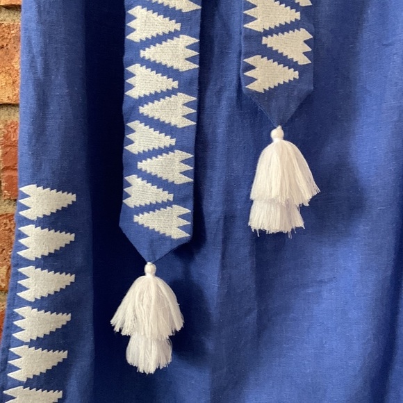 Marie Oliver Blue & White Off the Shoulder Darcy Dress - Picture 5 of 12